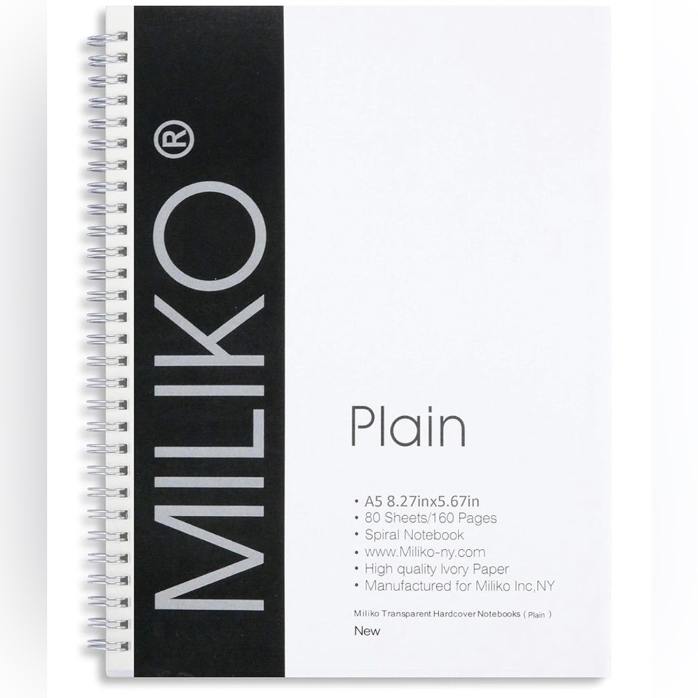 8pcs Miliko Transparent Hardcover Plain/Blank A5 Size Wirebound/Spiral Notebook